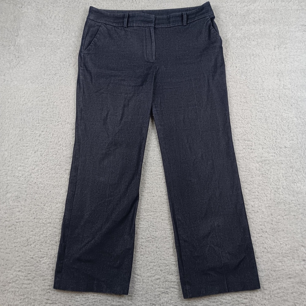 Talbots Pant Newport Curvy Women 12 Dark Blue Straight Leg Stretch ID245 08/19